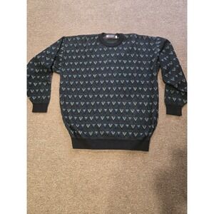 Vintage 90s Tundra Canada Sweater Mens Large Blue Black Cosby Biggie Coogi Style